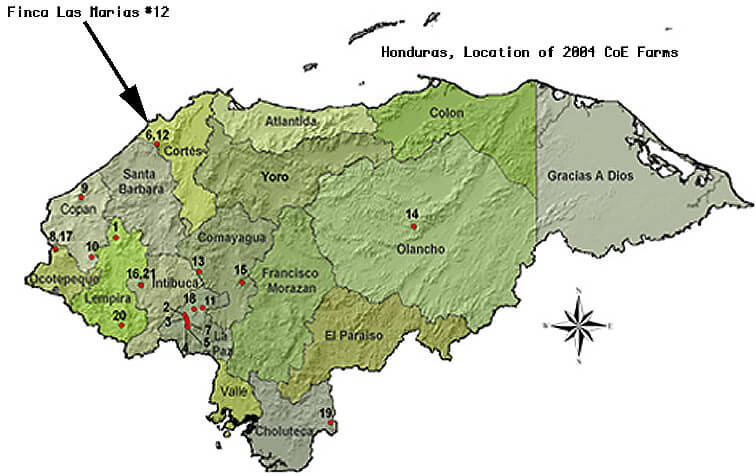 Honduras regionen Map